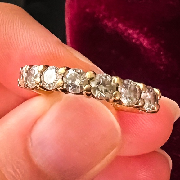 Seven DIAMOND RING Band in 14k Yellow Gold // size 6 - Picture 4 of 10